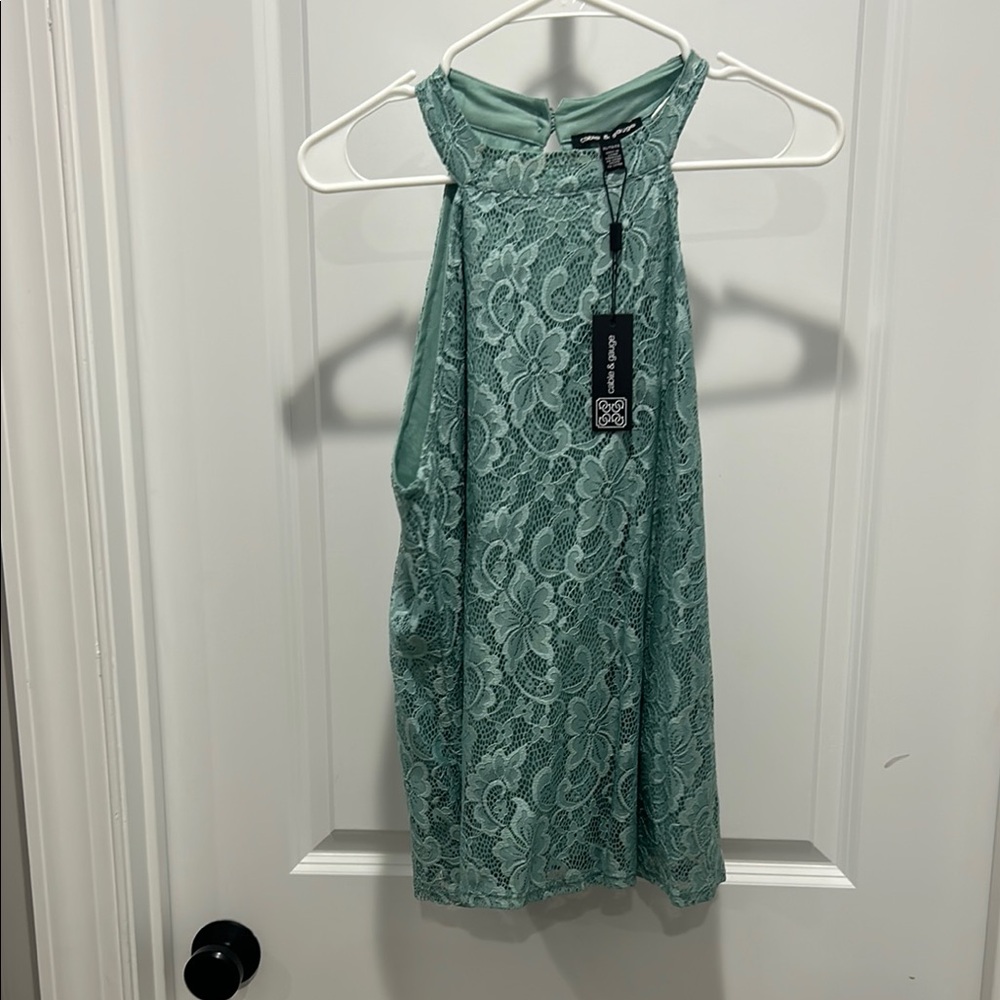 Green Lace Halter Dress